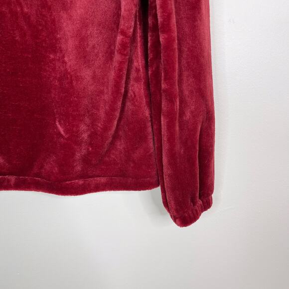 LC Lauren Conrad XSmall XS Red Faux Fur Hoodie Sweatshirt Cozy Lounge Womens - Picture 4 of 8